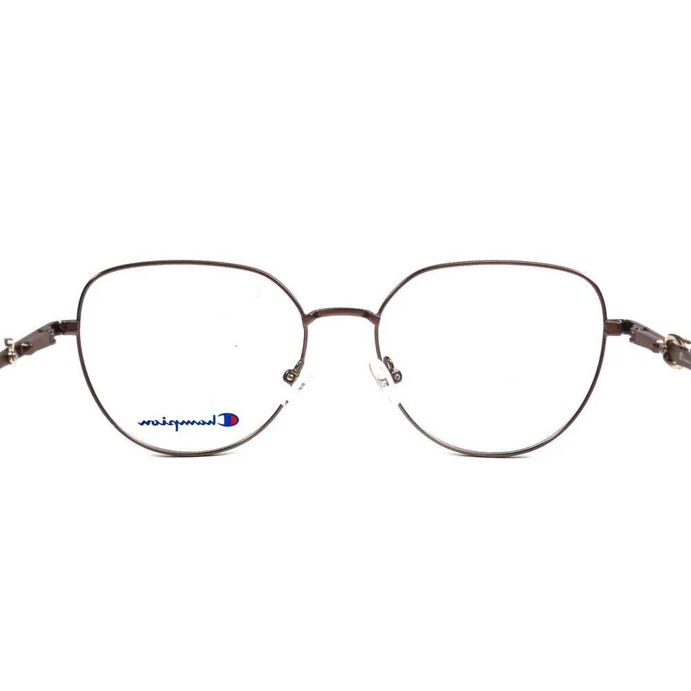 Champion Eyeglasses Frames EMI C03 Shiny Brown Round Wire Rim 54-17-135